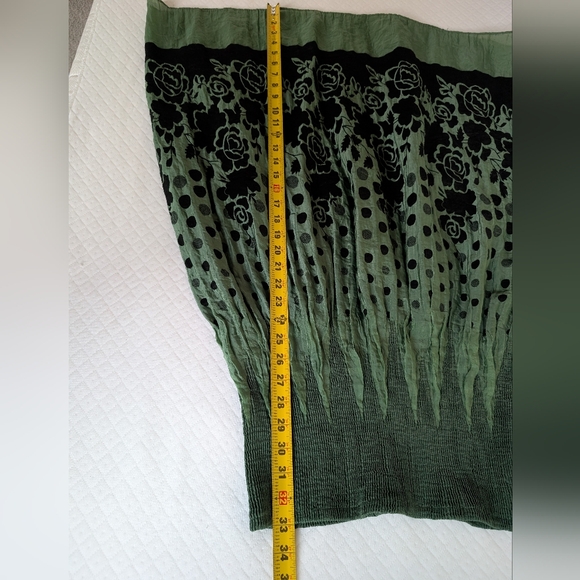 Lapis Strapless Midi Tube Convertible Dress Black Green Stretch Smocked, S-L - Picture 6 of 7